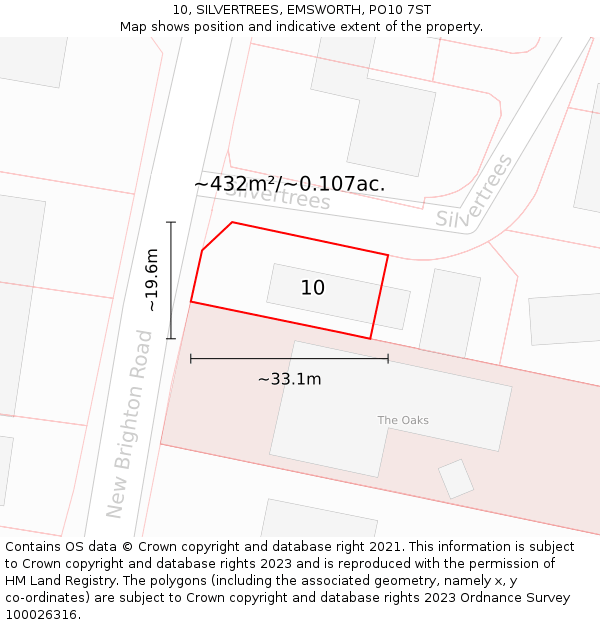10, SILVERTREES, EMSWORTH, PO10 7ST: Plot and title map