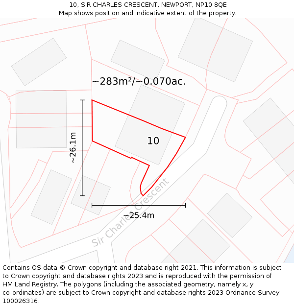 10, SIR CHARLES CRESCENT, NEWPORT, NP10 8QE: Plot and title map