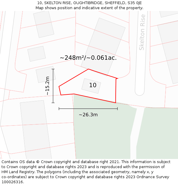 10, SKELTON RISE, OUGHTIBRIDGE, SHEFFIELD, S35 0JE: Plot and title map