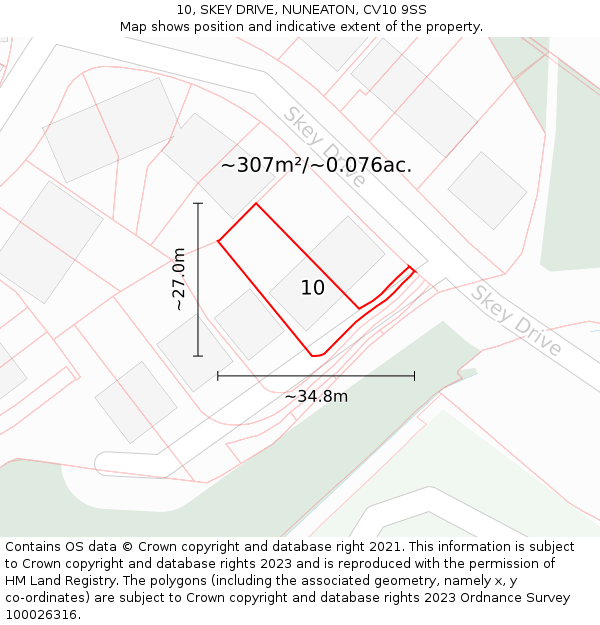 10, SKEY DRIVE, NUNEATON, CV10 9SS: Plot and title map