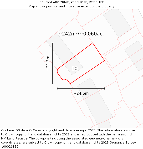 10, SKYLARK DRIVE, PERSHORE, WR10 1FE: Plot and title map