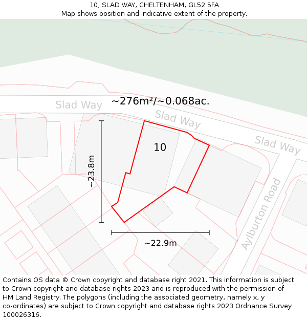 10, SLAD WAY, CHELTENHAM, GL52 5FA: Plot and title map