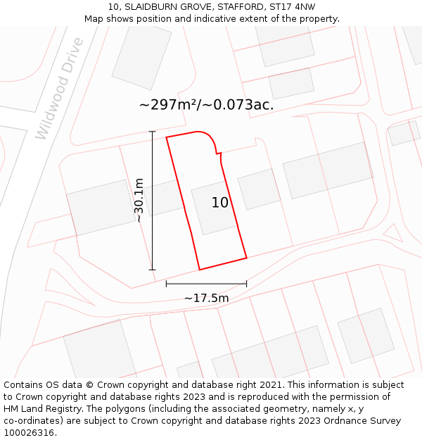 10, SLAIDBURN GROVE, STAFFORD, ST17 4NW: Plot and title map