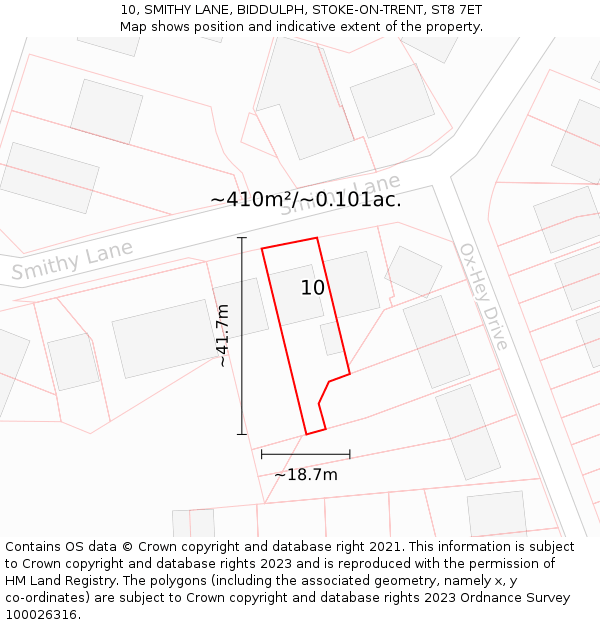 10, SMITHY LANE, BIDDULPH, STOKE-ON-TRENT, ST8 7ET: Plot and title map