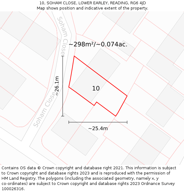 10, SOHAM CLOSE, LOWER EARLEY, READING, RG6 4JD: Plot and title map