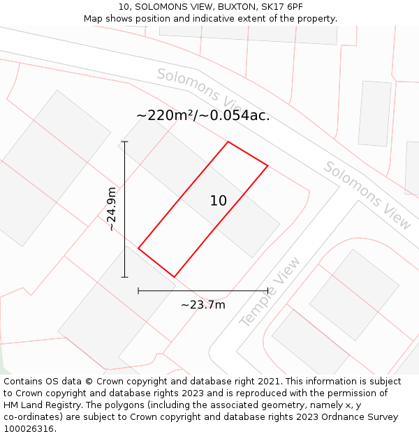 10, SOLOMONS VIEW, BUXTON, SK17 6PF: Plot and title map