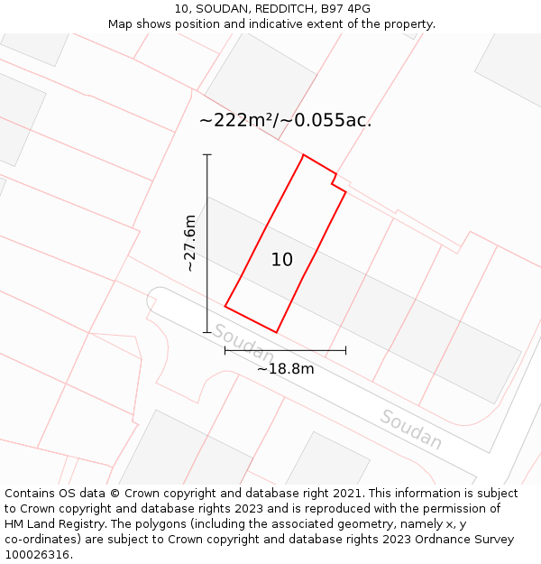 10, SOUDAN, REDDITCH, B97 4PG: Plot and title map