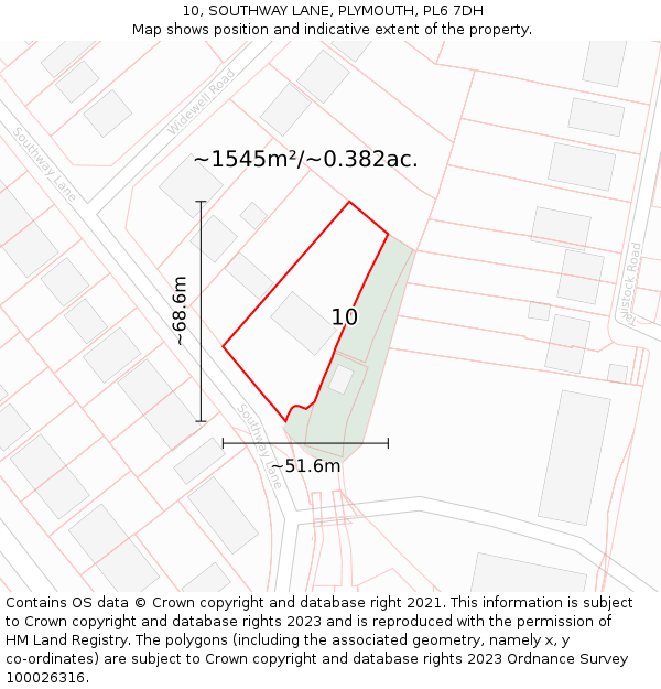 10, SOUTHWAY LANE, PLYMOUTH, PL6 7DH: Plot and title map