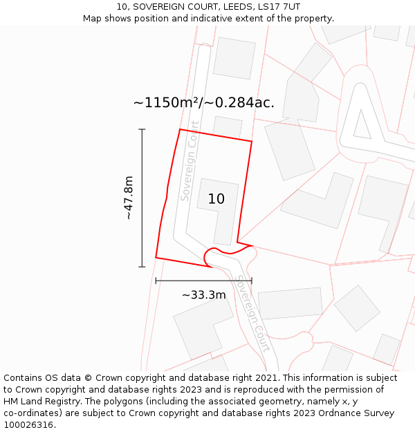 10, SOVEREIGN COURT, LEEDS, LS17 7UT: Plot and title map