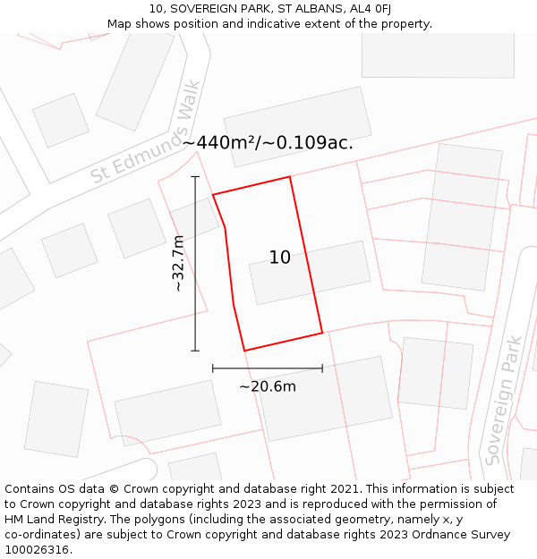 10, SOVEREIGN PARK, ST ALBANS, AL4 0FJ: Plot and title map