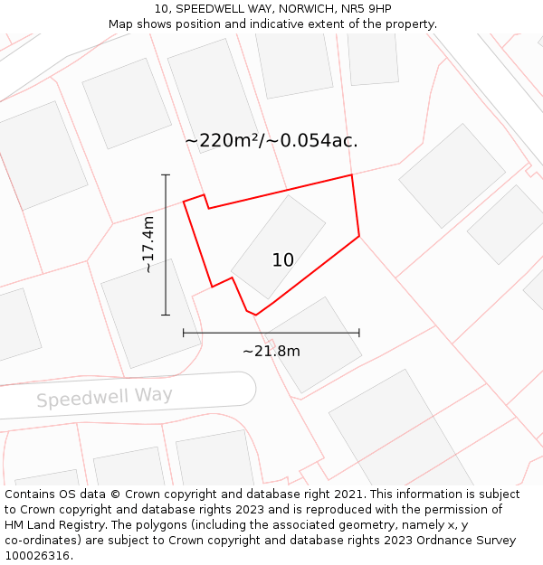 10, SPEEDWELL WAY, NORWICH, NR5 9HP: Plot and title map