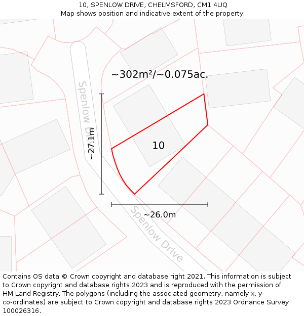 10, SPENLOW DRIVE, CHELMSFORD, CM1 4UQ: Plot and title map