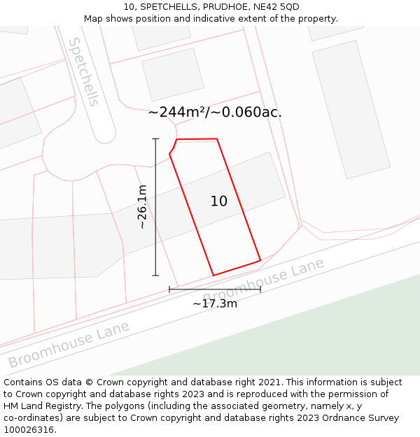 10, SPETCHELLS, PRUDHOE, NE42 5QD: Plot and title map