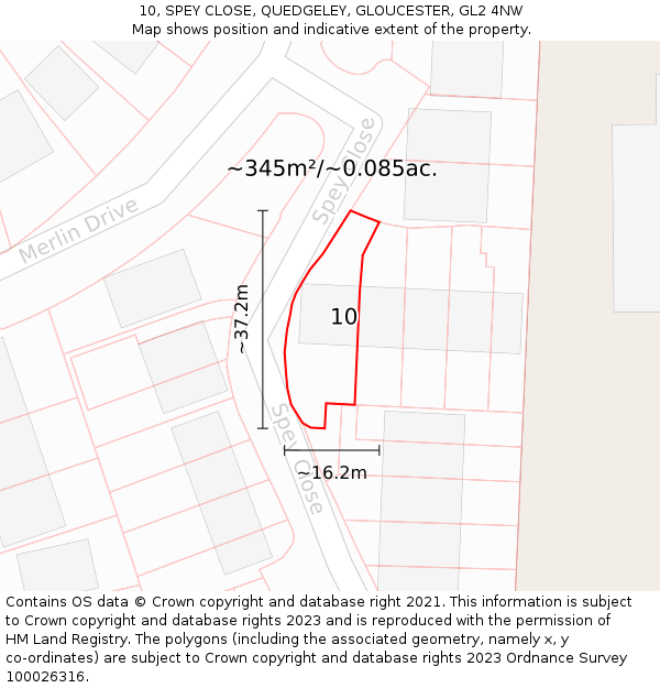 10, SPEY CLOSE, QUEDGELEY, GLOUCESTER, GL2 4NW: Plot and title map