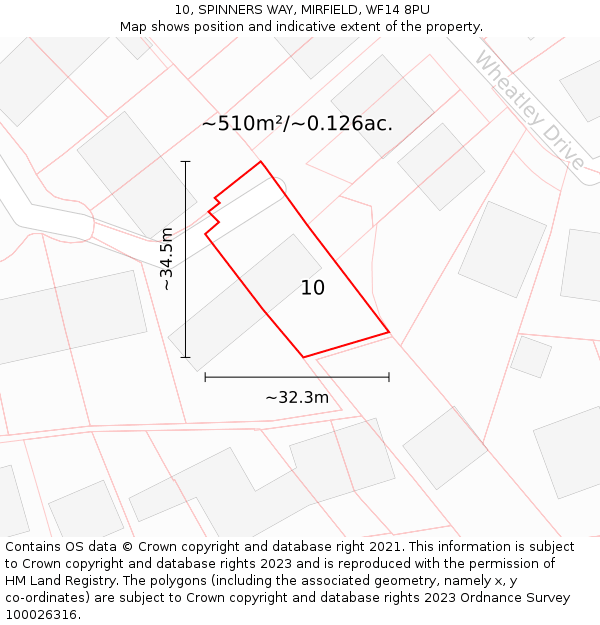 10, SPINNERS WAY, MIRFIELD, WF14 8PU: Plot and title map