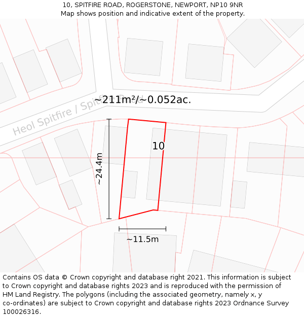 10, SPITFIRE ROAD, ROGERSTONE, NEWPORT, NP10 9NR: Plot and title map