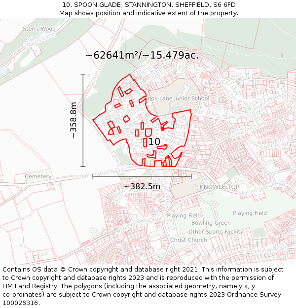 10, SPOON GLADE, STANNINGTON, SHEFFIELD, S6 6FD: Plot and title map