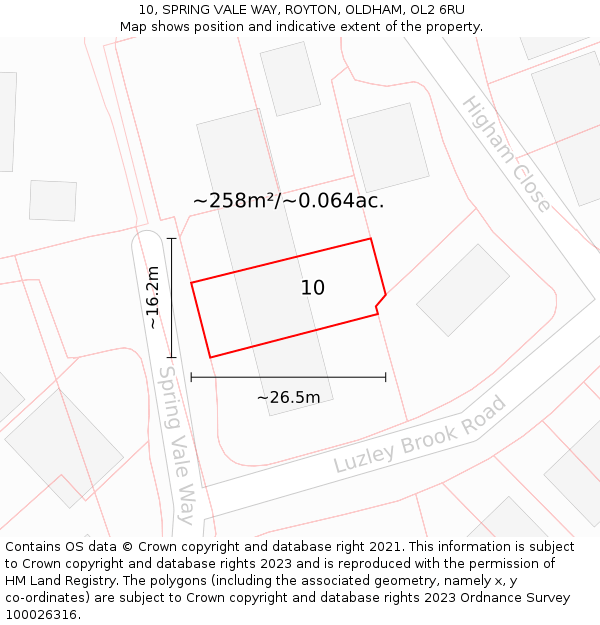 10, SPRING VALE WAY, ROYTON, OLDHAM, OL2 6RU: Plot and title map