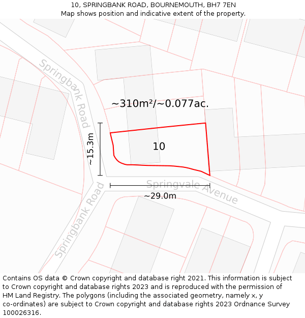 10, SPRINGBANK ROAD, BOURNEMOUTH, BH7 7EN: Plot and title map