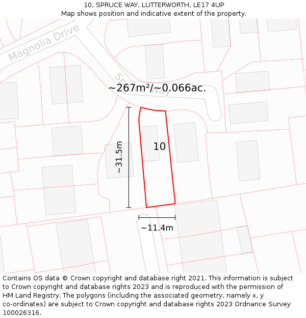 10, SPRUCE WAY, LUTTERWORTH, LE17 4UP: Plot and title map