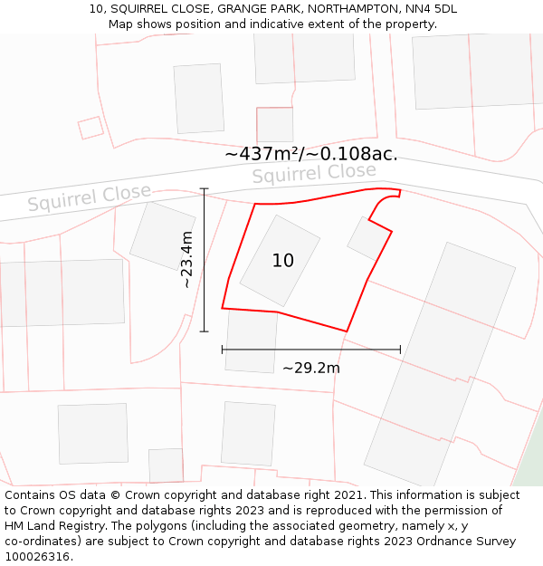 10, SQUIRREL CLOSE, GRANGE PARK, NORTHAMPTON, NN4 5DL: Plot and title map