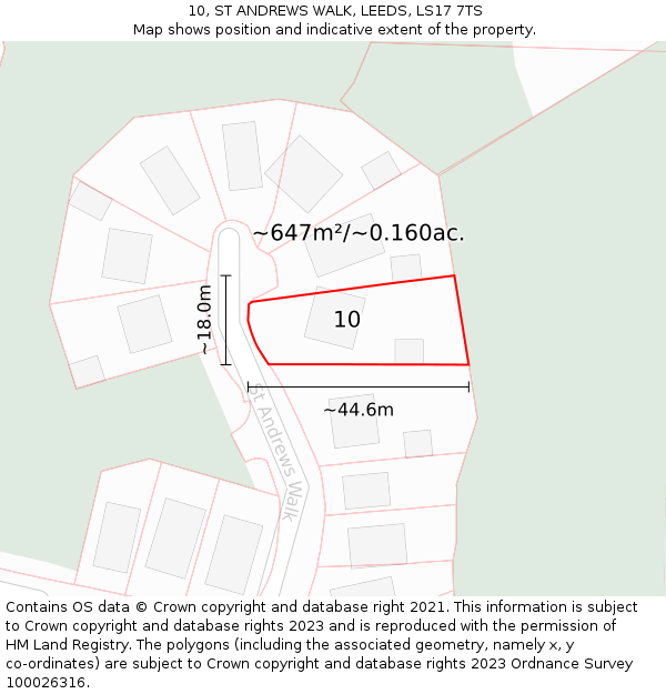 10, ST ANDREWS WALK, LEEDS, LS17 7TS: Plot and title map