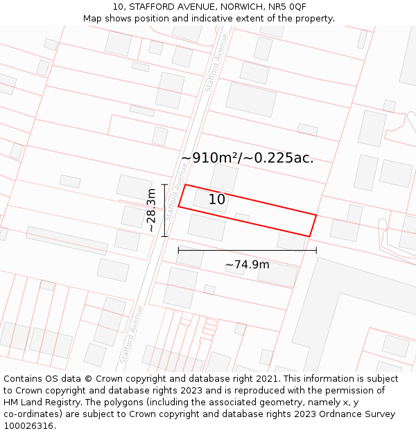 10, STAFFORD AVENUE, NORWICH, NR5 0QF: Plot and title map