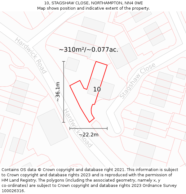 10, STAGSHAW CLOSE, NORTHAMPTON, NN4 0WE: Plot and title map