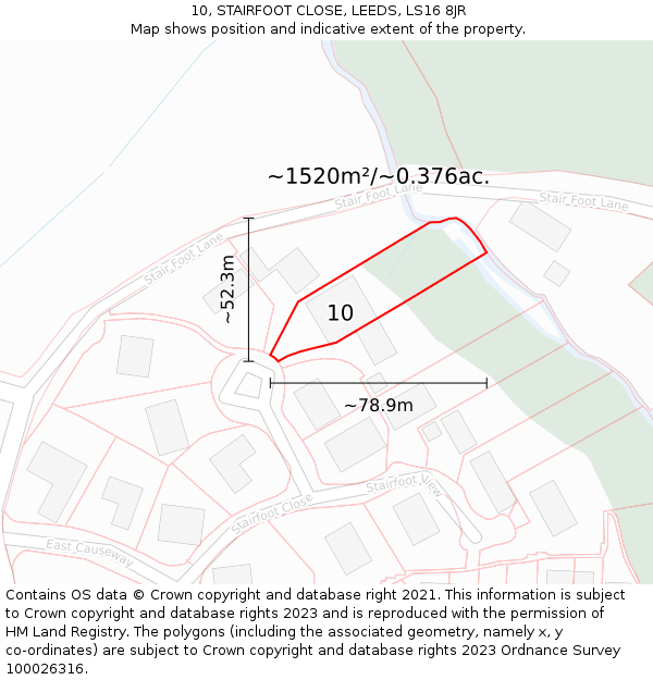 10, STAIRFOOT CLOSE, LEEDS, LS16 8JR: Plot and title map