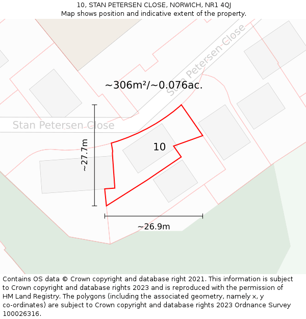 10, STAN PETERSEN CLOSE, NORWICH, NR1 4QJ: Plot and title map