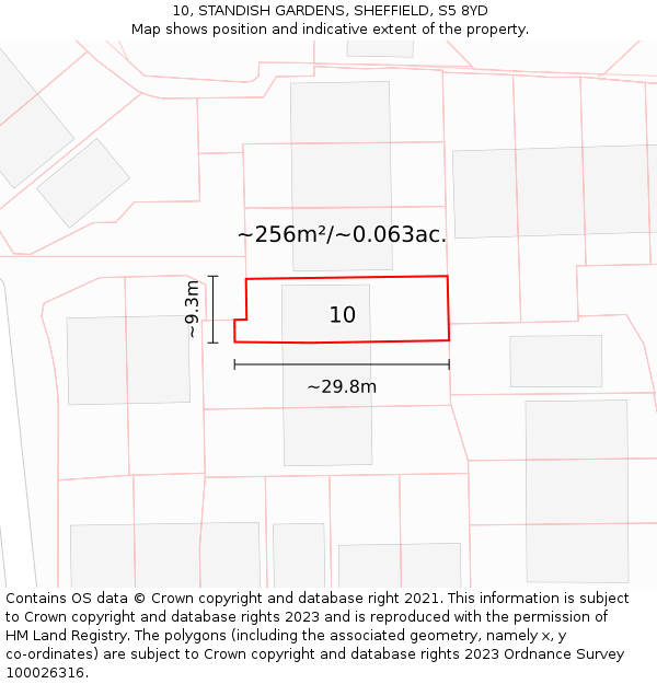 10, STANDISH GARDENS, SHEFFIELD, S5 8YD: Plot and title map