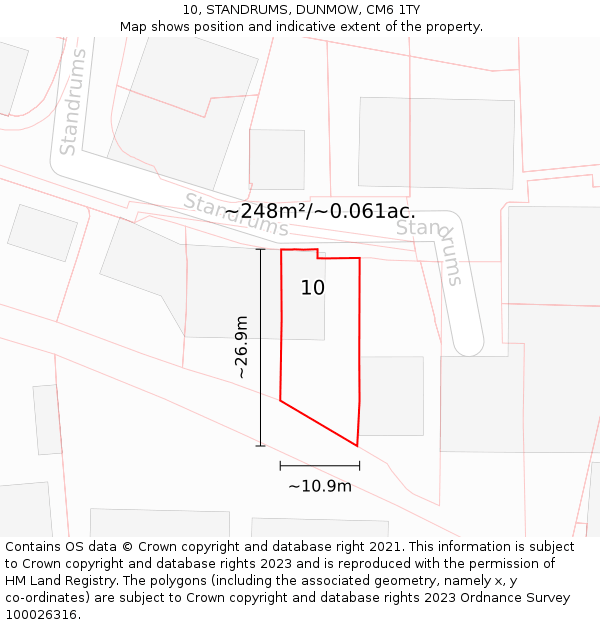 10, STANDRUMS, DUNMOW, CM6 1TY: Plot and title map