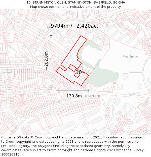 10, STANNINGTON GLEN, STANNINGTON, SHEFFIELD, S6 6NA: Plot and title map