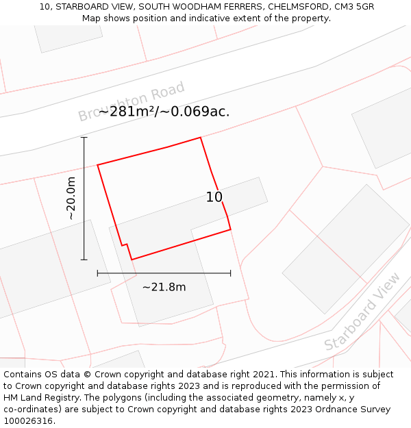 10, STARBOARD VIEW, SOUTH WOODHAM FERRERS, CHELMSFORD, CM3 5GR: Plot and title map