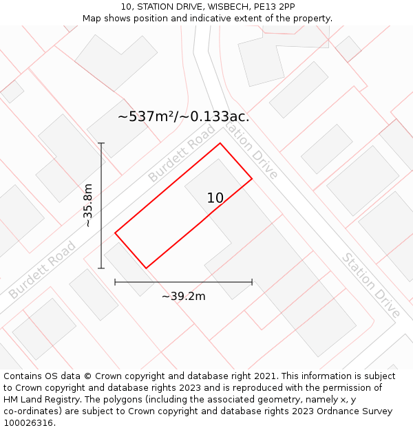 10, STATION DRIVE, WISBECH, PE13 2PP: Plot and title map