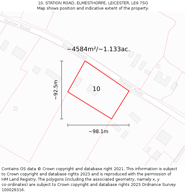 10, STATION ROAD, ELMESTHORPE, LEICESTER, LE9 7SG: Plot and title map