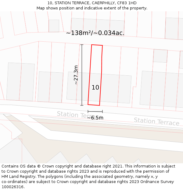 10, STATION TERRACE, CAERPHILLY, CF83 1HD: Plot and title map