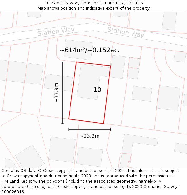 10, STATION WAY, GARSTANG, PRESTON, PR3 1DN: Plot and title map