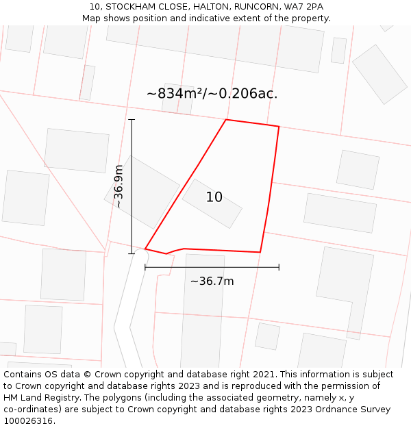 10, STOCKHAM CLOSE, HALTON, RUNCORN, WA7 2PA: Plot and title map