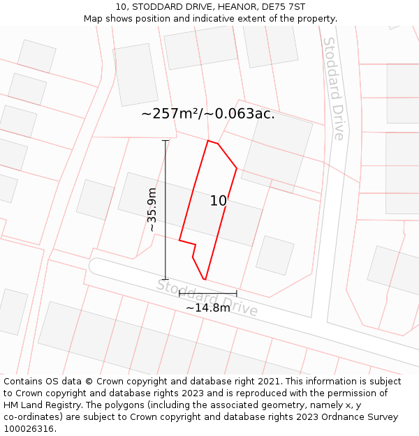 10, STODDARD DRIVE, HEANOR, DE75 7ST: Plot and title map