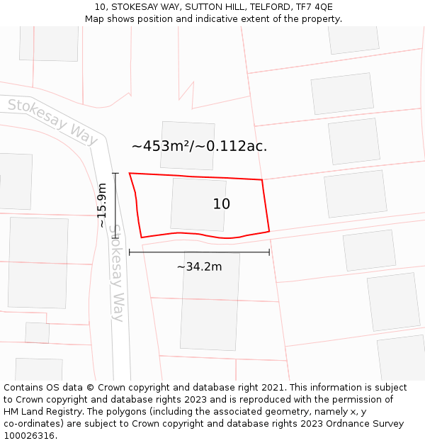 10, STOKESAY WAY, SUTTON HILL, TELFORD, TF7 4QE: Plot and title map