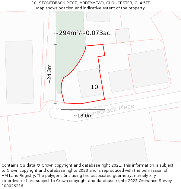 10, STONEBRACK PIECE, ABBEYMEAD, GLOUCESTER, GL4 5TE: Plot and title map