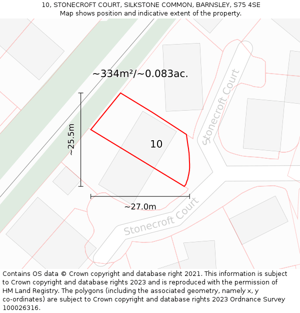 10, STONECROFT COURT, SILKSTONE COMMON, BARNSLEY, S75 4SE: Plot and title map
