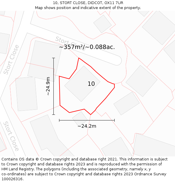 10, STORT CLOSE, DIDCOT, OX11 7UR: Plot and title map