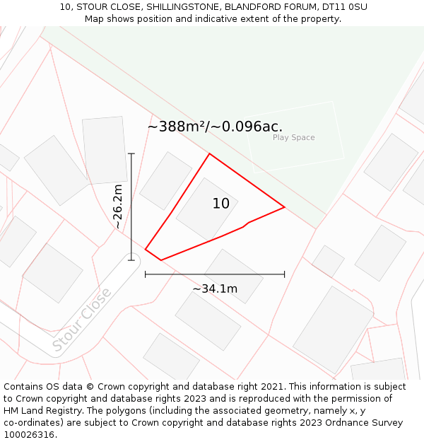 10, STOUR CLOSE, SHILLINGSTONE, BLANDFORD FORUM, DT11 0SU: Plot and title map