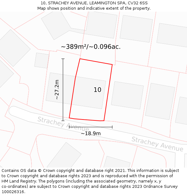 10, STRACHEY AVENUE, LEAMINGTON SPA, CV32 6SS: Plot and title map