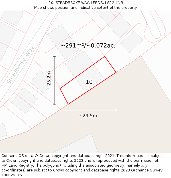 10, STRADBROKE WAY, LEEDS, LS12 4NB: Plot and title map
