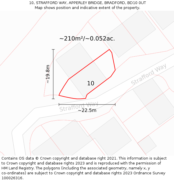 10, STRAFFORD WAY, APPERLEY BRIDGE, BRADFORD, BD10 0UT: Plot and title map