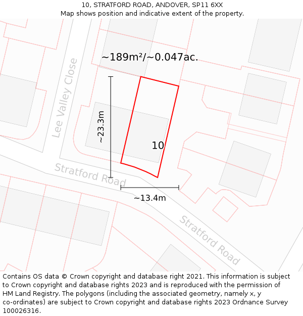 10, STRATFORD ROAD, ANDOVER, SP11 6XX: Plot and title map