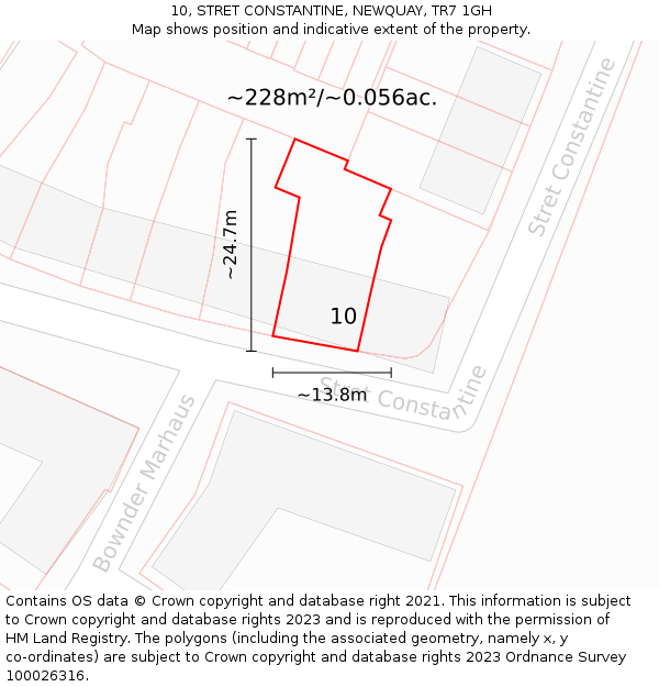 10, STRET CONSTANTINE, NEWQUAY, TR7 1GH: Plot and title map